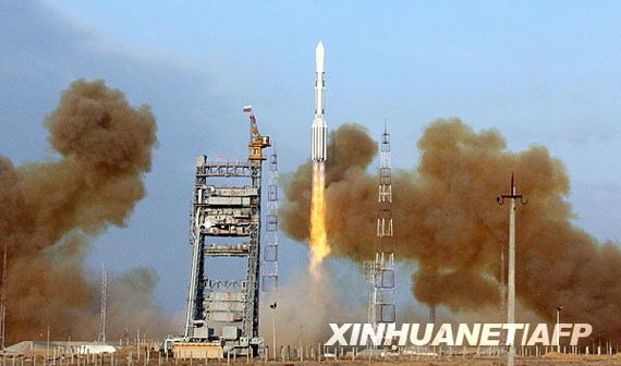 2009年12月14日，在哈薩克斯坦境內(nèi)的拜科努爾航天發(fā)射場(chǎng)，一枚“質(zhì)子”-M型運(yùn)載火箭升空。